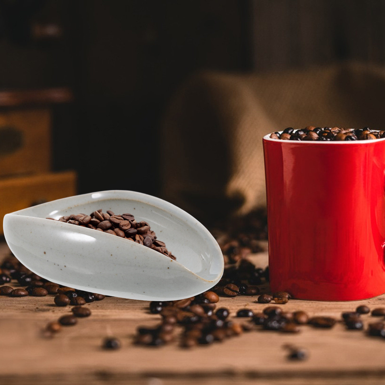 Coffee Tea Beans - Keramische koffiebonen-doseerbak, multifunctionele weegbeker voor espresso-bonen,