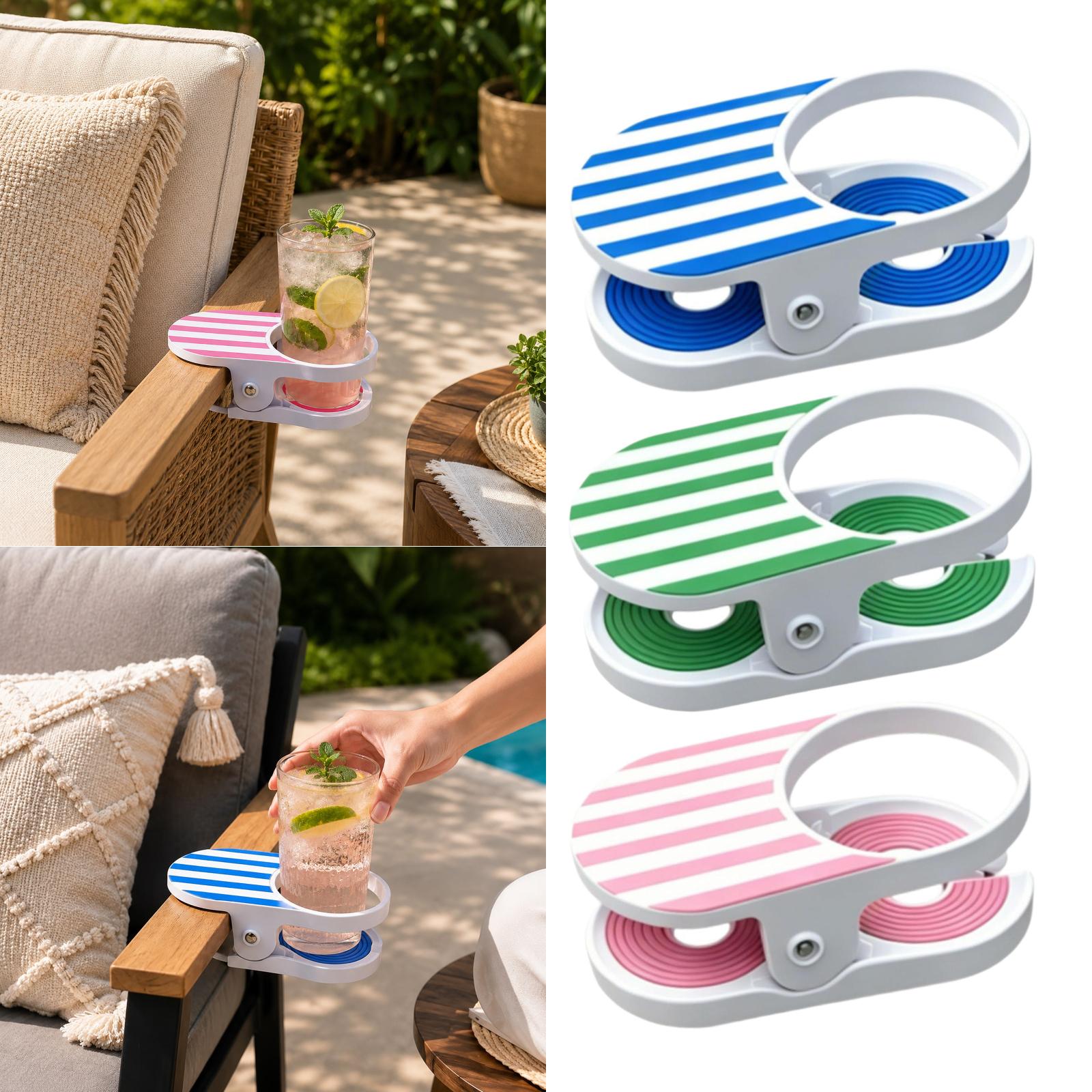 Coffee Tea Lounge - Drinkbekerhouder DIY Glasklem Opbergbordje Clip Strandstoel