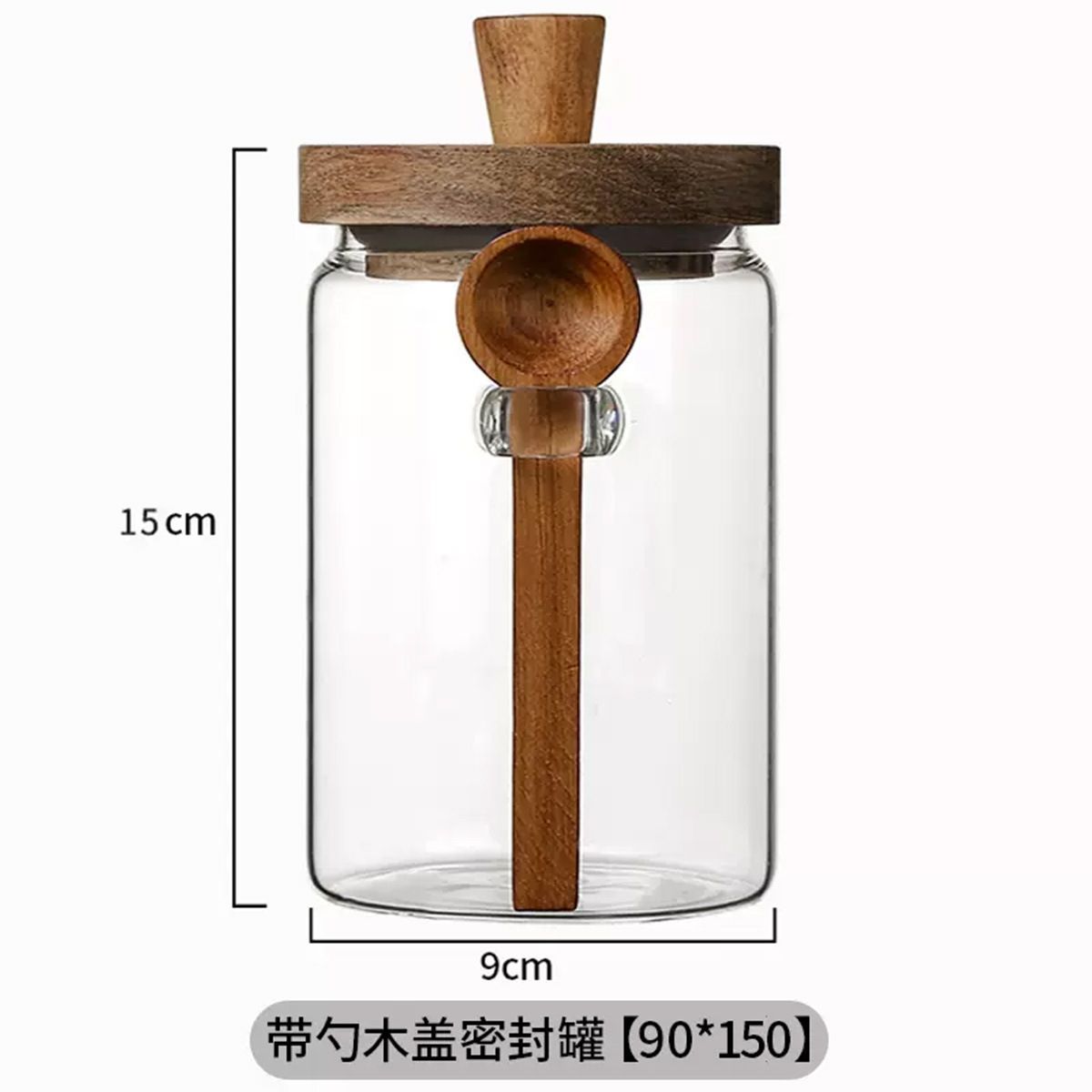 Coffee Tea And Sugar Canister Set - Glazen voorraadpot met luchtdicht houten deksel