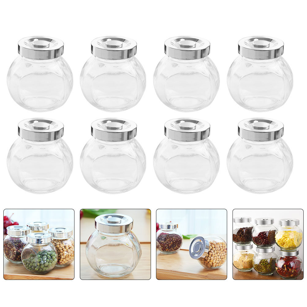 Coffee Tea Beans - 8 stuks lichtgewicht draagbare glazen voorraadpotten,