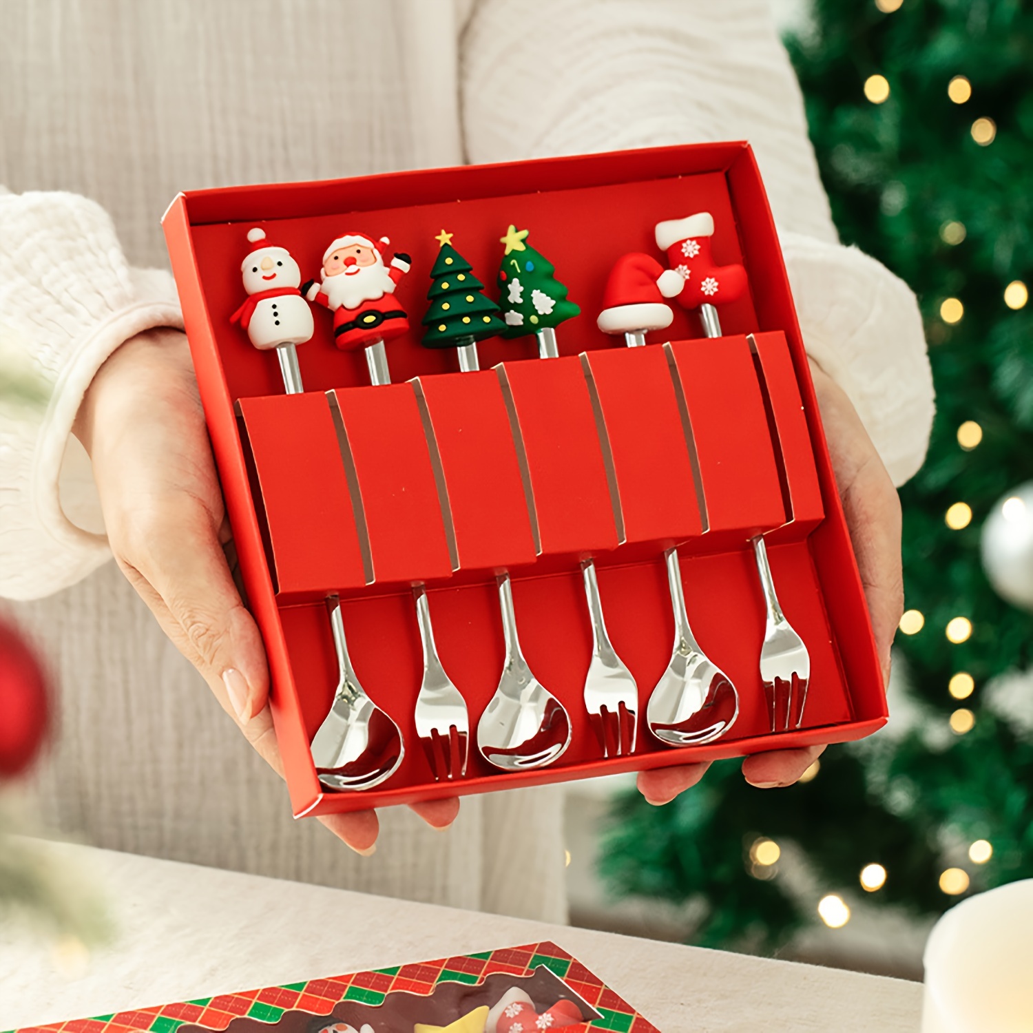 Coffee Tea And Sugar Canister Set - 1Set Creatieve Kerst Bestekset van RVS,