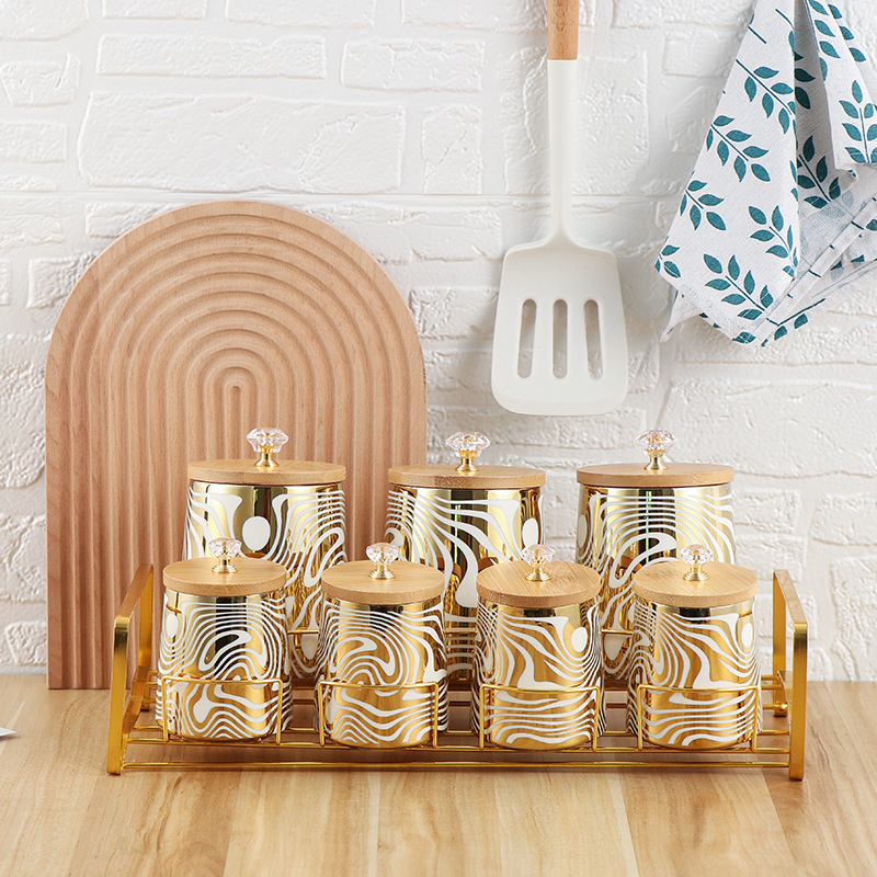 Set van 7-kleuren geglazuurde  - Coffee Tea And Sugar Canister Set recensie en prijs